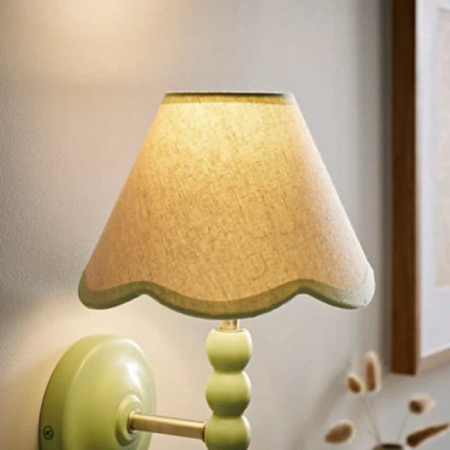 Valuelights Florie Linen Green Scallop Trim Mini Lamp Shade (D)19Cm