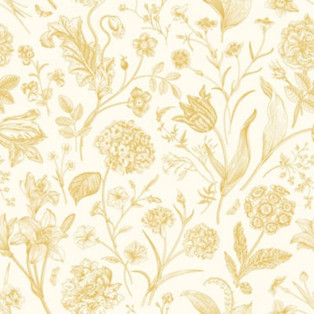 Hoopla Walls Floral Toile - Rich Butter 10M Wallpaper
