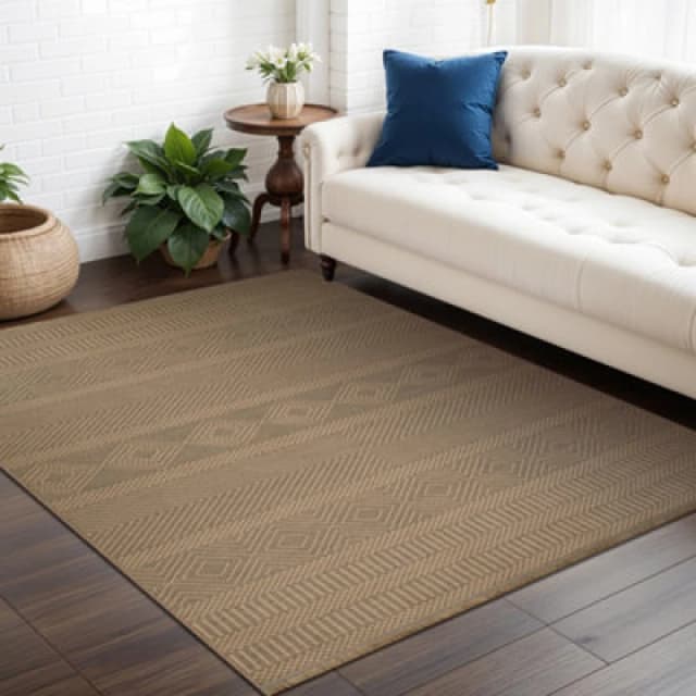 Livabliss Cottage Tan Machine Washable Jute Mythri Area Rug 158 X 213cm - Easy Care, Non Shedding, Ideal For Living Room & Bedroom