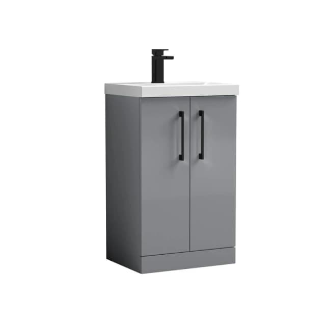 Balterley Modern Bathroom 2 Soft Close Door Vanity Unit Basin, Satin Grey, 500mm in Grey Grey Unisex