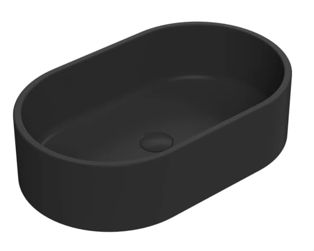 Balterley Oval Ceramic Countertop Vessel Without Overflow Matt Black 565mm Black