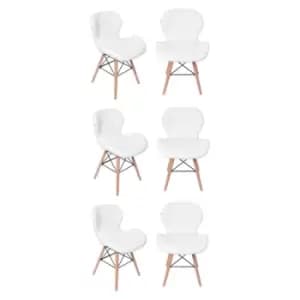 Cecilia Eiffel Faux Leather Dining Chair Set of 6 - White - White