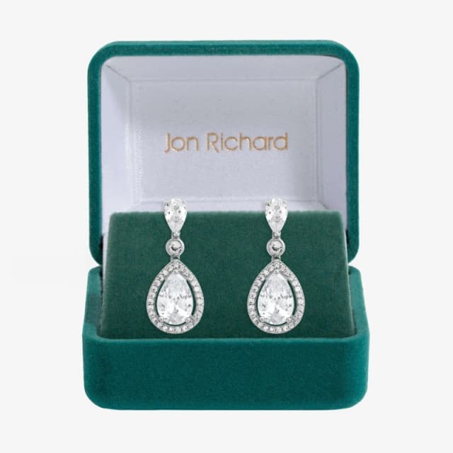 Jon Richard Rhodium Plated Cubic Zirconia Pear Drop Earrings Drop Earrings One Size Silver 71581711000