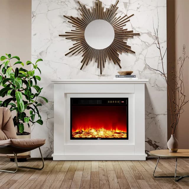 Home & Outdoor Direct Wall Mounted Freestanding Electric Fireplace Insert with LED Surround PM0907PM0908