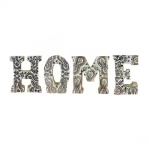 Hand Carved Wooden White Flower Letters Home