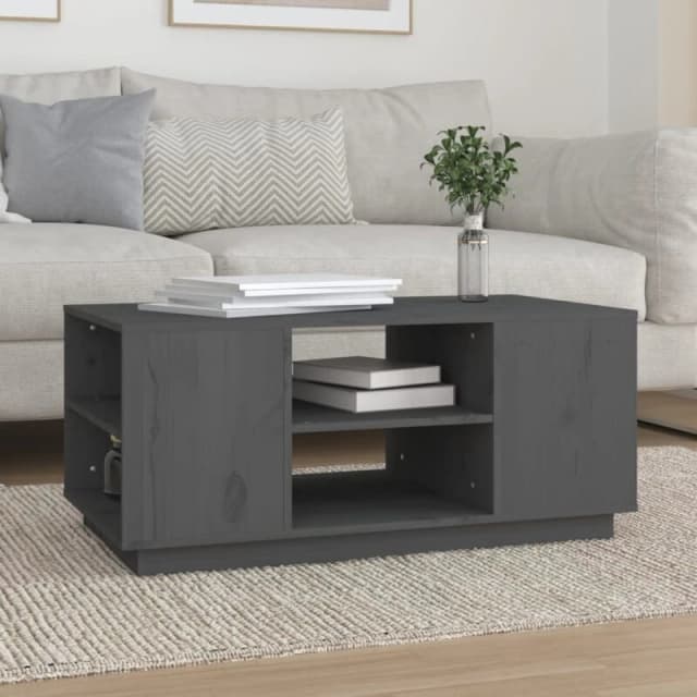 Vidaxl Coffee Table Grey 90X49X40.5cm Solid Wood Pine, Grey 814401