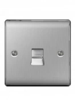 British General Brushed Steel 1 Gang Telephone Socket Master Screw Type