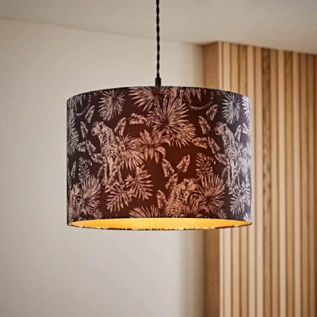 ValueLights ValueLights Ariella Black Animal Print and Gold Inner Easy Fit Lamp Shade and Bulb Multi One Size Unisex 5059406069642