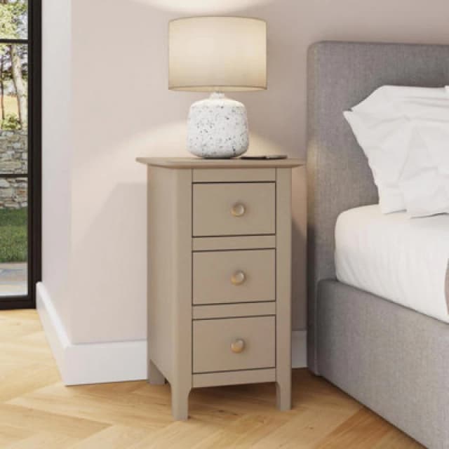 FWStyle FWStyle Palma 3 Drawer Putty Bedside Chest Table Nightstand in Beige Beige One Size Unisex 5056413128171