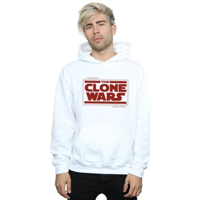 Star Wars Star Wars Men Clone Wars Logo Hoodie in White Size: Small White S Male 5059568937759