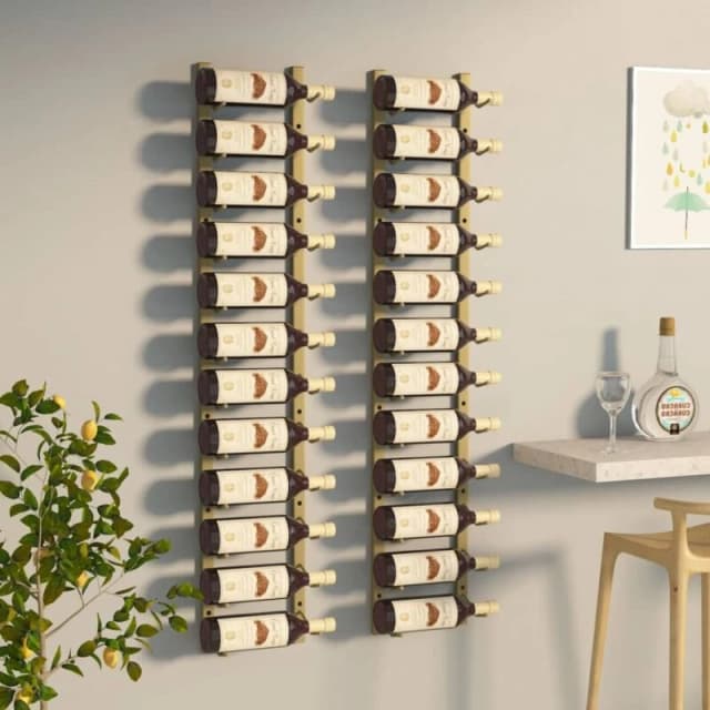 VIDAXL Vidaxl - Wall Mounted Wine Rack for 12 Bottles 2 pcs Gold Iron 8720286826966