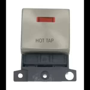 Click Scolmore MiniGrid 20A Double-Pole Ingot & Neon Hot Tap Switch Satin Chrome - MD023SC-HT