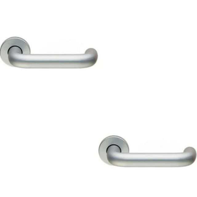 Loops 2x PAIR 19mm Round Bar Safety Lever on Round Rose Concealed Fix Satin Aluminium Multi