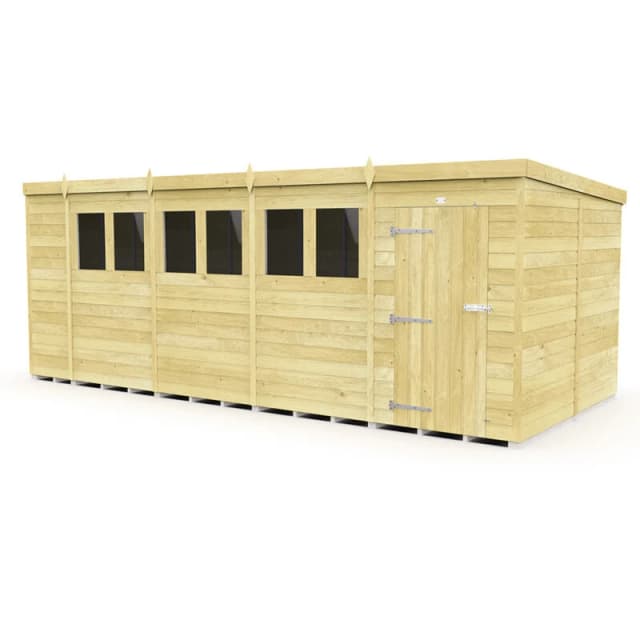 Flat Pack Sheds DIY Sheds 18 x 8 Pent Shed, Brown 19X8PFF