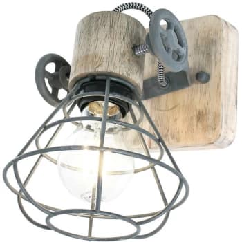 Sienna Lighting - Sienna Guersey Single Spotlight Grey Industrial, Wood Blank