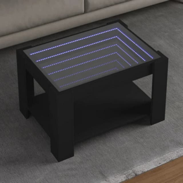 vidaXL Coffee Table with LED Black 73x53x45cm Engineered Wood, Black 847547