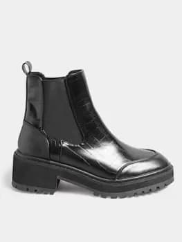 Long Tall Sally Chunky Chelsea Croc Boots - Black, Size 11, Women