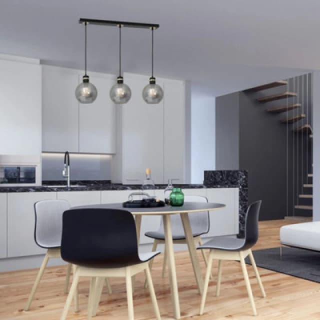 Milagro Bar Pendant Lamp Omega Black / Gold 3xE27