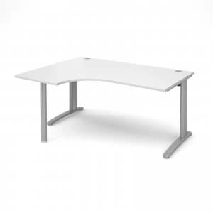TR10 Left Hand Ergonomic Desk 1600mm - Silver Frame White Top