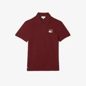 Mens Lacoste Branded Stretch Mini Pique Polo Size 3 - S Bordeaux