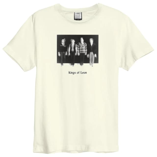 Amplified Amplified Men Blurred Photo Kings Of Leon T-Shirt in White Size: X-Small White XS Male 5063417630463