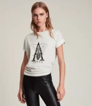 AllSaints Womens Chasma Imogen Boy T-Shirt, Off White, Size: XS/S