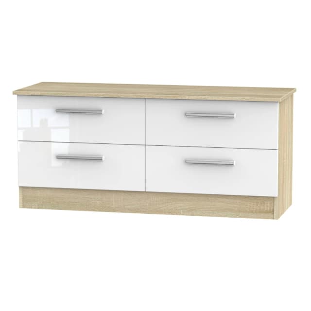 Trent 4 Drawer Bed Box In White & Bardolino Oak (Ready Assembled)