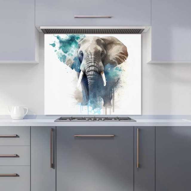 Warren Reed - Designer Majestic Elephant Splashart Kitchen Splashback in Grey Size: 600mm x 750mm Grey Unisex 600mm x 750mm