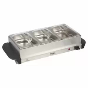 Cooks Professional G0013 3-section Buffet Warming Tray - Silver