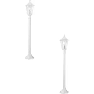 2 PACK IP44 Outdoor Bollard Light White Aluminium Lantern 60W E27 Lamp Post