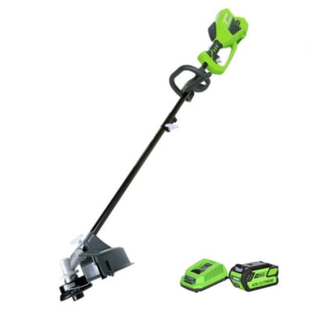 Greenworks GD40BC 40v Cordless Brushless Grass Trimmer 350mm GD40BCK4 Batteries: 1 x 4ah Li-ion