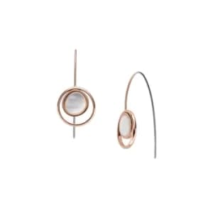 Skagen Agnethe Rose-Tone Stainless Steel Mother of Pearl Drop Earrings