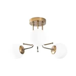 Cristal Model 12 Deco 3-light Ceiling Lamp Golden