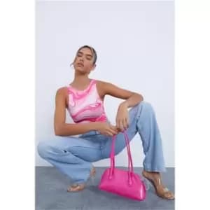 I Saw It First Pink Slinky Marble Print Racer Neck Bodysuit Co-Ord - Pink