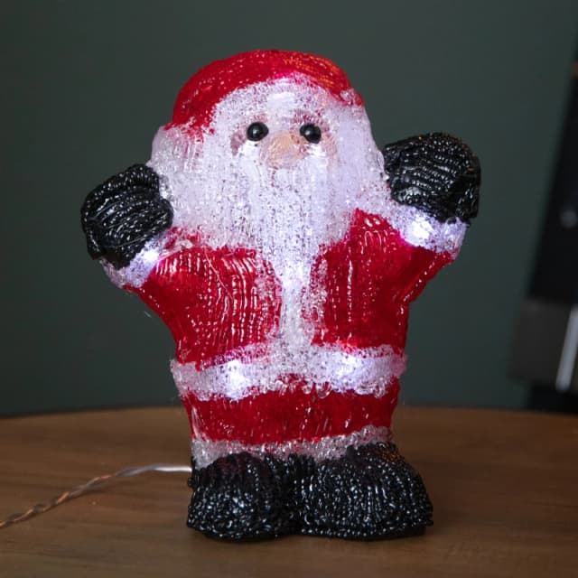16cm Battery Operated Light up Christmas Ice Santa with 12 Cool White LEDs
