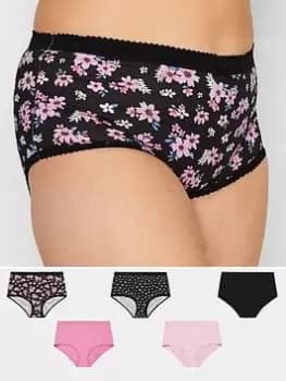 Yours 5 Pack Summer Floral Full Brief, Black, Size 18-20, Women