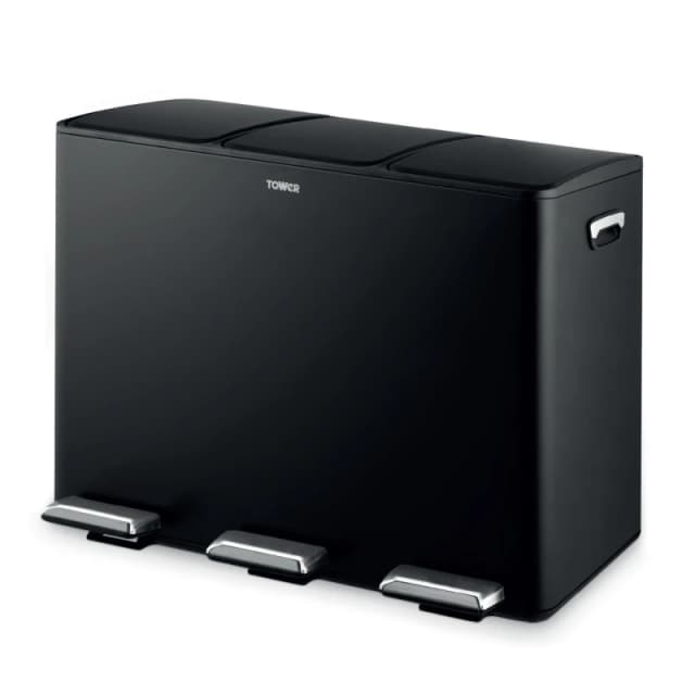 Tower Tower 45L Black Recycling Pedal Bin Black - Tower Black MP24601