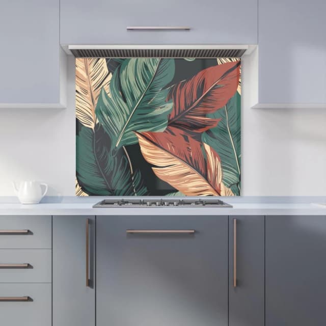 Warren Reed - Designer Autumn Colour Leaves Kitchen Splashback in Green Size: 600mm x 750mm Green Unisex 600mm x 750mm