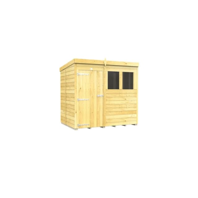 Buttercup Farm 7 x 5 Feet Pent Shed - Single Door W/ Windows - L147 x W214 x H201cm in Brown Brown Unisex