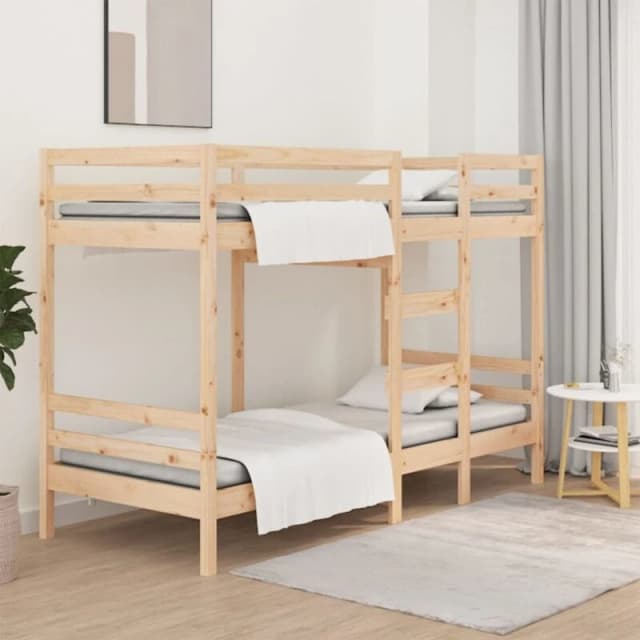 vidaXL Bunk Bed 75x190cm 2ft6 Small Single Solid Wood Pine, Brown 3139844