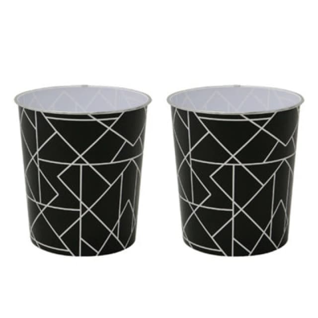 JVL JVL - Linear Black Waste Paper Bin, Set of 2 16-296-2