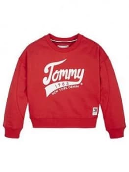 Tommy Hilfiger Girls 1985 Crew Sweat Top - Red