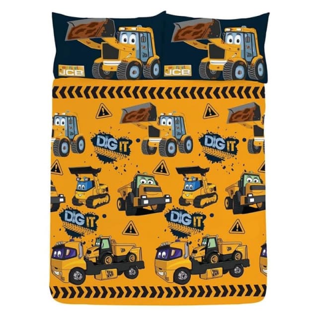 JCB Dig It Duvet Cover Set in Yellow Size: Double Yellow Unisex Double