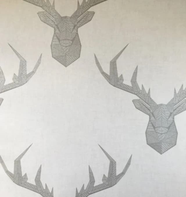 SK Filson Beige Geometric Stag Head Wallpaper