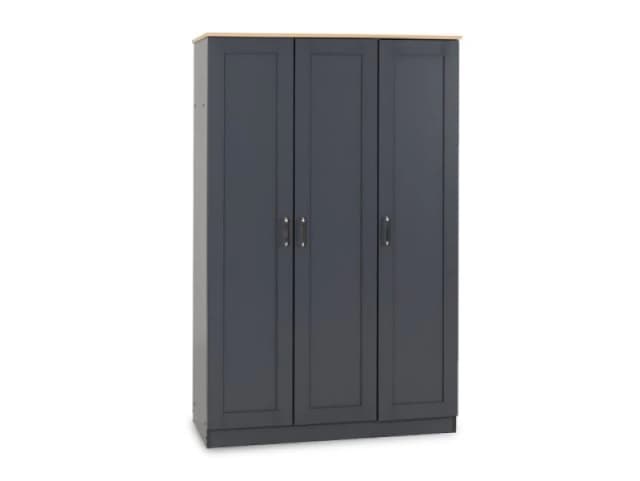 Seconique Portland Grey and Oak 3 Door Triple Wardrobe