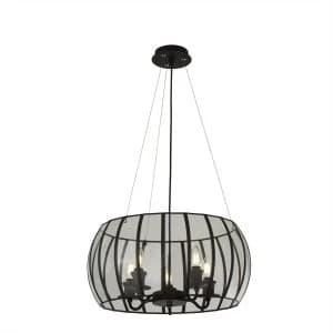 5 Light Pendant Matt Black, Glass, E14