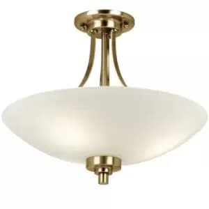 Semi Flush Ceiling Light Antique Brass Glass 3 Bulb Feature Lamp Holder Fitting
