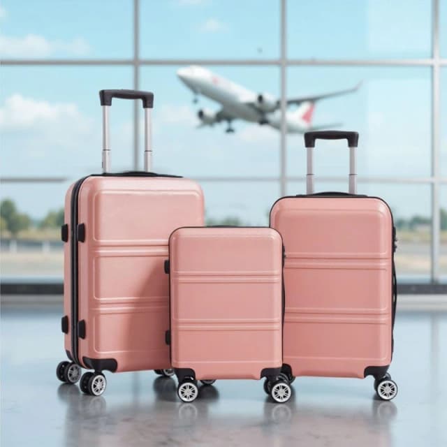 SHEONLY 3PCS Lockable Travel Suitcase Set Rose Gold unisex One Size