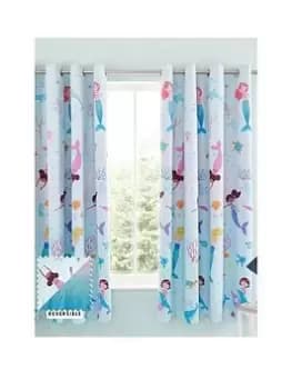Catherine Lansfield Mermaid Blue 66x72 Inch Reversible Eyelet Curtains, Blue