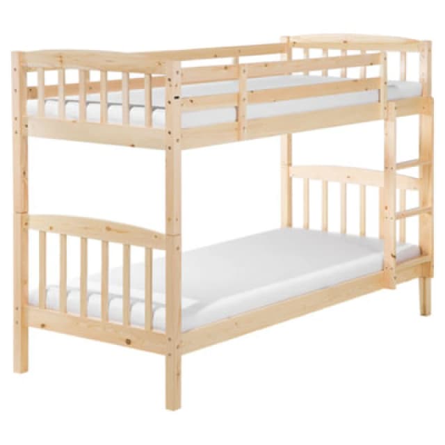 Beliani Bunk Bed Pine Wood Revin 90 X 200 Cm (Eu Single) Light Brown